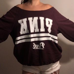 PINK Maroon Off the Shoulder Sweatshirt